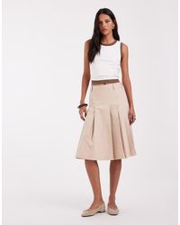 Lacoste - Pleated Cotton Midi Skirt - Lyst