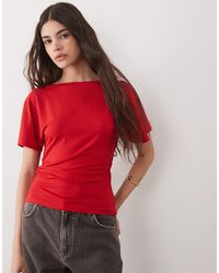 ASOS - Cinch Waist Angle Sleeve Tee With V Back Detail - Lyst