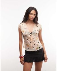 Reclaimed Vintage - Cami Tea Top With Inserted Lace - Lyst