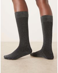 ASOS - Glitter Fine Ribbed Knee High Socks - Lyst