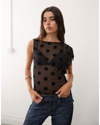 Collusion - Top asymétrique en tulle à pois - Lyst