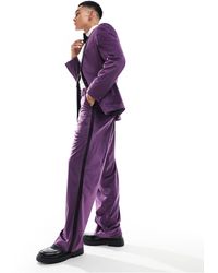 ASOS - Wide Leg Velvet Tuxedo Suit Pants - Lyst