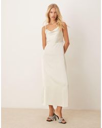 Vila - Satijnen Maxi Cami-Jurk Met Gedrapeerde Halslijn - Lyst