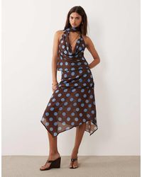 BRONZE SNAKE - Lottie Cowl Neck Scarf Detail Top And Skirt Set - Lyst