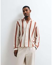 ASOS - Relaxed Crochet Stripe Shirt With Placket Detail - Lyst