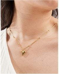 ASOS - Asos Design Curve Waterproof Stainless Steel Necklace With Puff Heart Pendant And Dot Dash Chain - Lyst