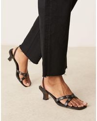 ASOS - Hyatt Eyelet Detail Mid Heeled Mules - Lyst
