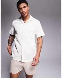 South Beach - Textured Short Sleeve Beach Shirt - Lyst