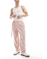 ASOS - Pantalon ample habillé avec rabat asymétrique en lin mélangé - vieux - Lyst