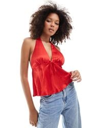 ASOS - – neckholder-oberteil aus satin - Lyst