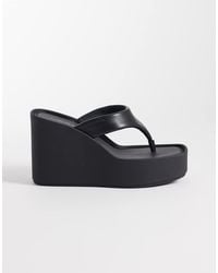 Calvin Klein - Jeans Leather Thong Wedge Sandal - Lyst