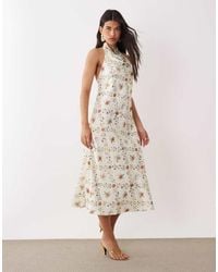 Y.A.S - Halter Neck Backless Satin Maxi Dress - Lyst