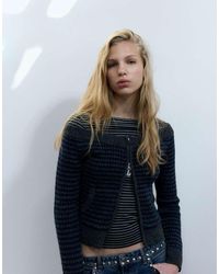 Stradivarius - Boat Neck Knitted Jacket With Zip - Lyst