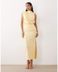 ASOS - Draped Structured Midi Dress With Split - Lyst