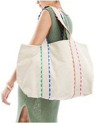 Accessorize - Tote bag en toile à liseré contrastant - cassé - Lyst