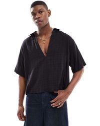 ASOS - Boxy Oversized Overhemd Zonder Sluiting Met Diep Revers - Lyst