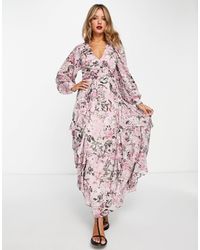 & Other Stories - – maxi-wickelkleid mit ausbrenner-blumenmuster und rüschen - Lyst