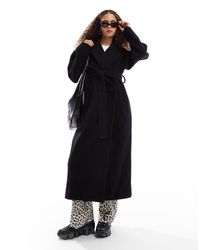 Weekday - Kia Wool Blend Oversized Coat With Tie Waist Detail - Lyst