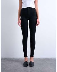 TOPSHOP - Vaqueros Negros De Talle Alto Y Corte Pitillo Joni De - Lyst