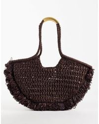 Mango - Schultertasche aus raffia - Lyst