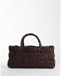 Mango - Woven Rectangle Tote Bag - Lyst