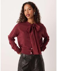 Glamorous - Cardigan With Contrast Bow - Lyst