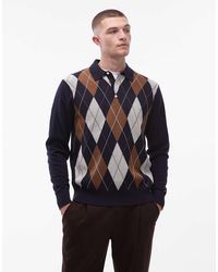 Tommy Hilfiger - Argyle Pattern Long Sleeve Knitted Rugby Polo Shirt - Lyst