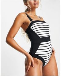 Accessorize - Stripe With Belt Detail Swimsuit - Lyst