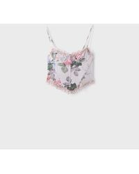 Stradivarius - Fitted Floral Print Cropped Top - Lyst