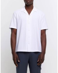 River Island - Regular Fit Seersucker Revere Shirt - Lyst