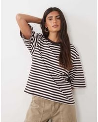 Gina Tricot - Boxy Short Sleeve T-shirt With Stripes - Lyst