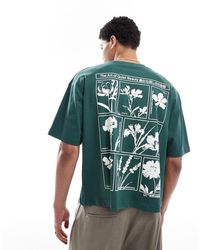 ASOS - T-Shirt Squadrata Oversize Con Stampa Grafica A Fiori - Lyst