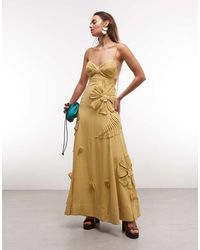 ASOS - Cami Maxi Dress With Floral Applique And Pleat Bust Detail - Lyst