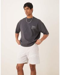 ASOS - Pantalones Cortos Gris Jaspeado Con Detalle Estampado De Punto Liso De (Parte De Un Conjunto) - Lyst