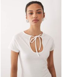 ASOS - Cap Sleeve Top With Keyhole Tie Detail - Lyst