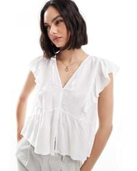 ONLY - Frill Detail Button Through Top - Lyst