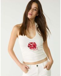 Stradivarius - Dice Print Halter Top - Lyst
