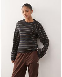 Monki - Top A Rayas Estructurado De Manga Larga Con Cintura Entallada De Punto Liso De - Lyst