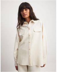 NA-KD - X Laura Jane Stone Linen Blend Oversized Shirt - Lyst
