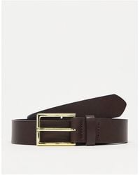ASOS Smart Faux Leather Belt With Gold Buckle - White