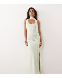 The Frolic - Exclusive Slinky Wrap Scarf Drape Ruched Waist Detail Maxi Dress - Lyst