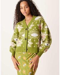 Never Fully Dressed - Cárdigan Verde Con Estampado De Ojos De Punto De (Parte De Un Conjunto) - Lyst