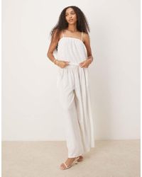 Motel - Top Corto Blanco De Tirantes Con Bordado Inglés Strapa De - Lyst