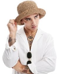 ASOS - Bucket Hat With Straw Mix - Lyst