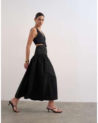 TOPSHOP - Deep V Maxi Pinny Dress With Heavy Embroidery - Lyst