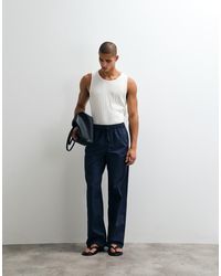 ASOS - baggy Fit Linen-blend Pants - Lyst