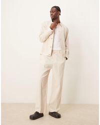 ASOS - Pantalon habillé d'ensemble large en coton à taille élastique - taupe - Lyst