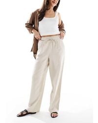 Vero Moda - Linen Blend Tie Waist Trousers - Lyst