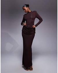 Wanderdoll - Ashtin Second Skin Drape Detail Maxi Skirt Co-Ord - Lyst