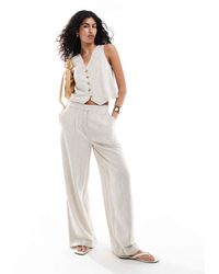 Mango - Selection Linen Mix Pinstripe Straight Leg Co-Ord Trousers - Lyst